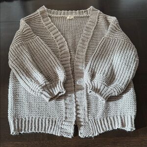 Cost Plus World Market Light Gray Chunky Knit Open-Front Cardigan